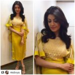 Kajal Aggarwal Instagram - #Repost @nkdivya with @repostapp ・・・ Gorgeous as ever 💛 @kajalaggarwalofficial in @madsamtinzin , sandals @giambattistavalliparis for the launch of her app today! #kajalaggarwal #mysunshine