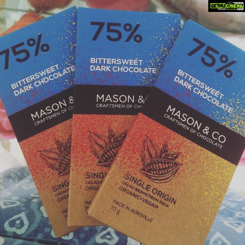 Kajal Aggarwal Instagram - #happinessisdarkchocolate thank you my darling Jane and Fabien @masonandco_chocolate for this yumminess 😍#Auroville #pondicherry #vegan #madeinindia