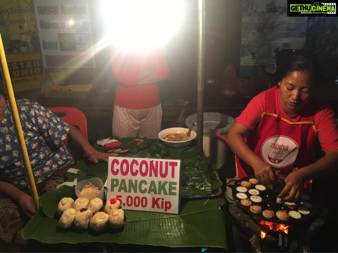 Kajal Aggarwal Instagram - #Laos #laosstreetfood #coconutpancakes so similar to our paniharam but made with coconut milk 😍