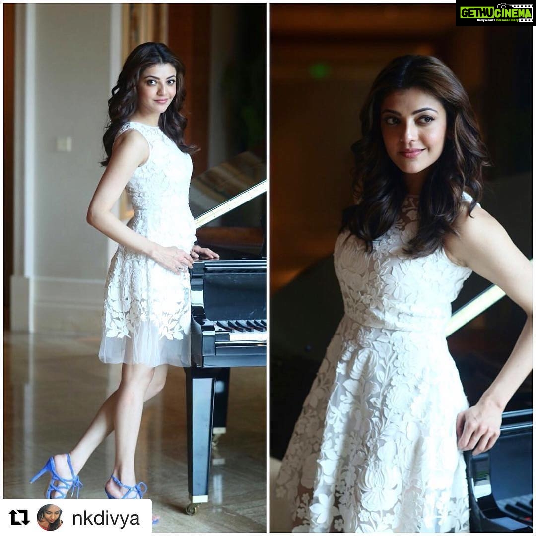 Kajal Aggarwal Instagram - #Repost @nkdivya with @repostapp ・・・ GORG!! @kajalaggarwalofficial in @pankajandnidhi , shoes @ivankatrump for the promotions of #kavalaivendam today styled by @nkdivya , @arpithakrishnappa makeup @vishalcharan86 , hair @ashwini_hairstylist #styling #kajalaggarwal