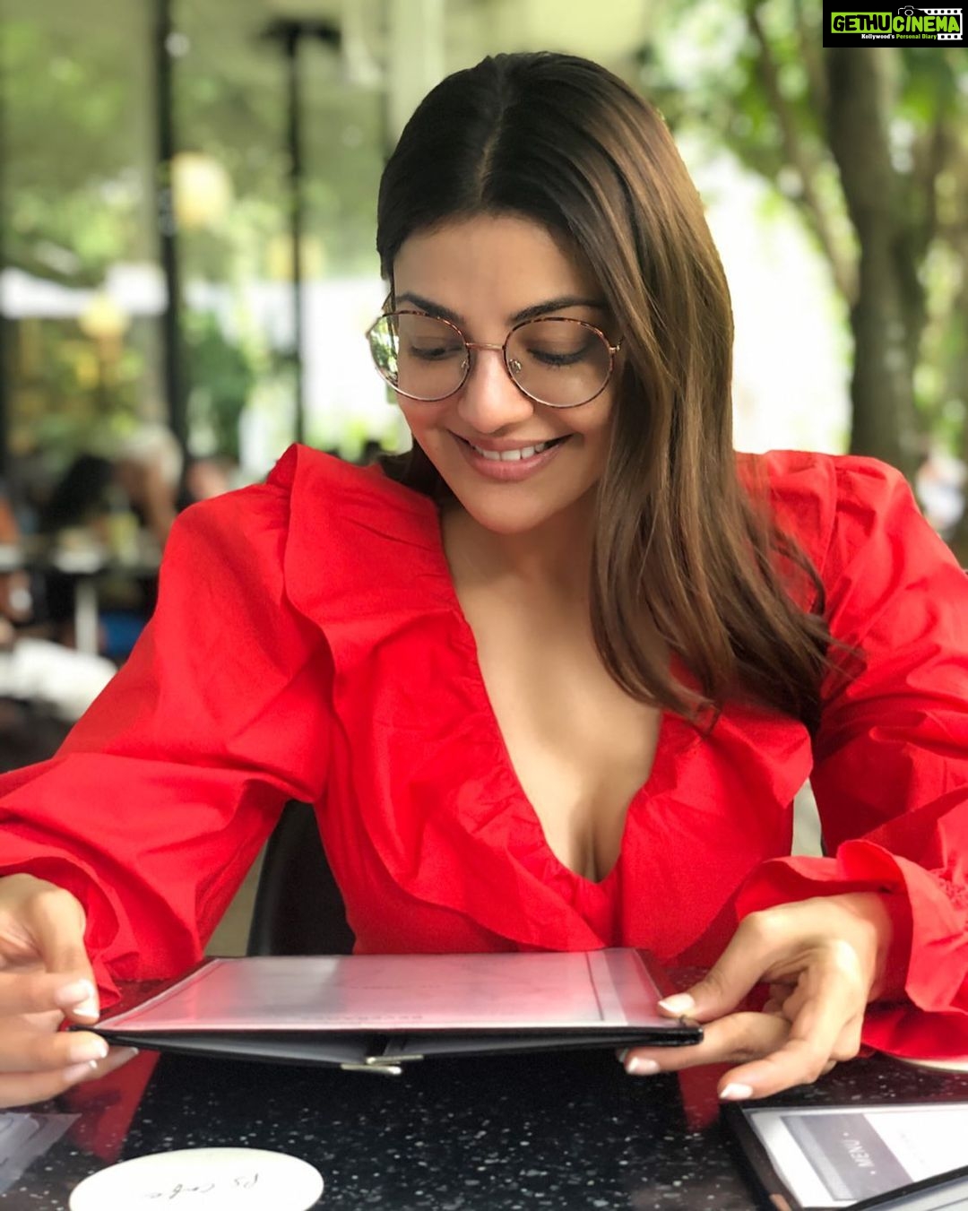 Kajal Aggarwal Instagram - Expression upon seeing a piquant menu 😍 PS.Cafe