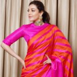 Kajal Aggarwal Instagram - #comali100days in @raw_mango & @silverstreakstore styled by @shreejarajgopal 💗🧡