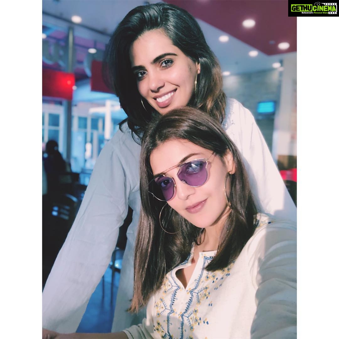 Kajal Aggarwal Instagram - When the bestie comes to see off for your weekend work trip.. #wecanneverstoptalking #sunkissed #bff #CanIJustKidnapHer Terminal 2 Chatrapati Shivaji Terminal Mumbai