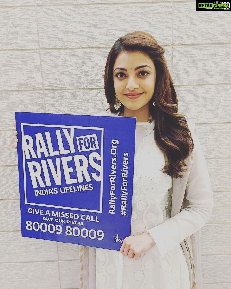 Kajal Aggarwal Instagram - Very happy to support @SadhguruJV 's visionary initiative to save India's Lifelines #RallyForRivers. I gave a missed call on 8000980009. Did you?