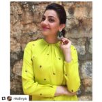 Kajal Aggarwal Instagram – #Repost @nkdivya (@get_repost)
・・・
🌼🌼 @kajalaggarwalofficial in @raw_mango , @sangeetaboochra for the promotions of #NRNM in Hyderabad today! Beauty by @vishalcharan86 @ashwini_hairstylist