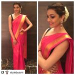 Kajal Aggarwal Instagram - Love this saree 😍 #Repost @stylebyami (@get_repost) ・・・ My gorgeous @kajalaggarwalofficial in a special handwoven kancheepuram silk weave with bunny motifs #stylebyamiXmadhurya @madhurya_creations for the audio release of her next #nenerajunenemantri in Hyderabad today! 💖💖💖 told ya someone special was going to wear it 😊😍