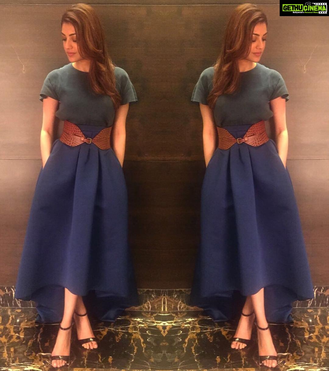 Kajal Aggarwal Instagram - Wearing this gorgeous @paulekaofficiel and @stevemadden for the tv show #number1yaari styled by @nkdivya and @arpithakrishnappa Hair @ashwini_hairstylist Makeup @vishalcharan86