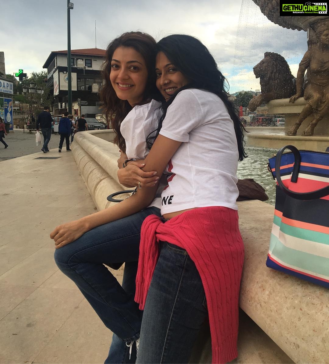 Kajal Aggarwal Instagram - Me and Love @loveleen_ramchandani ❤️ Macedonia Square, Skopje