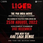 Karan Johar Instagram – THE ACTION, THE THRILL & THE MADNESS – it’s going to be a total knockout! #Liger arrives in theatres worldwide on 25th August, 2022. #LigerOnAug25th2022 

Catch the first glimpse on 31st Dec and start your new year with a BANG!💥

@MikeTyson @thedeverakonda @ananyapanday #PuriJagannadh @charmmekaur @apoorva1972 @ronitboseroy @meramyakrishnan @vish_666 @dharmamovies @puriconnects