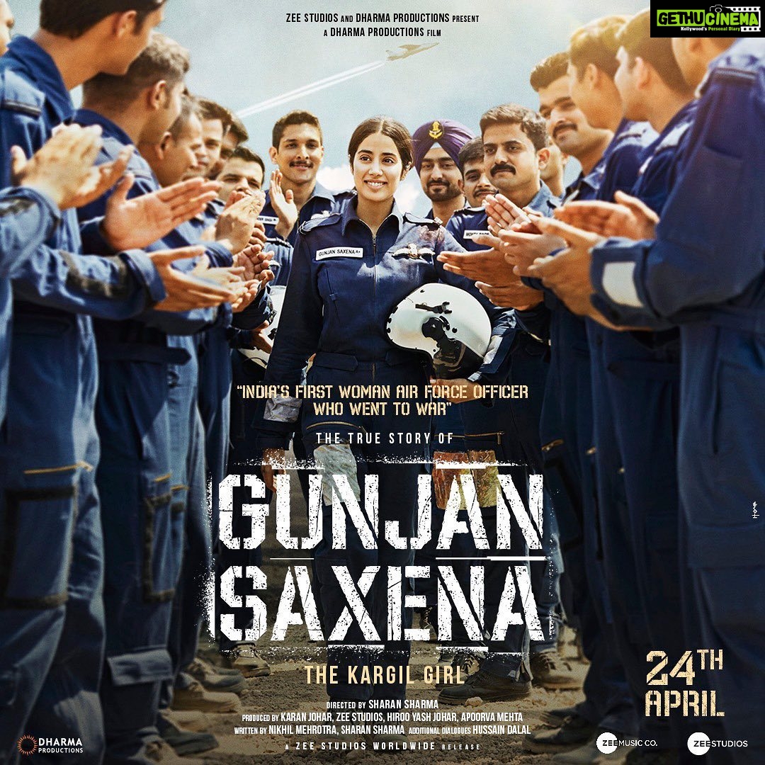 Karan Johar Instagram - Gunjan Saxena - #TheKargilGirl is ready to take off on 24th April, 2020! @apoorva1972 #ShariqPatel @janhvikapoor @pankajtripathi @angadbedi @itsviineetkumar @manavvij @sharansharma @dharmamovies @zeestudiosofficial