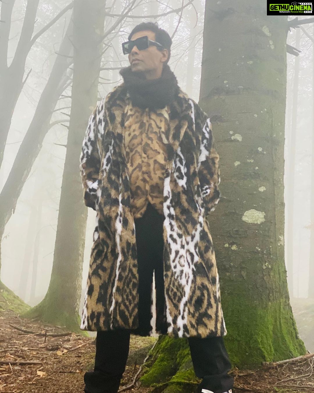 Karan Johar Instagram - In the woods .... faux fur jacket by @neilbarrett 📷 @shaunagautam location courtesy #takhtscout