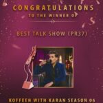 Karan Johar Instagram - Thank you @asiantvawards for the #BestTalkShow award. It truly is an honour for the entire #KoffeeWithKaran team! We're proud to be the best brew on the menu! 😋 @starworldindia @solproductions_ @fazila_sol @kamnamenezes