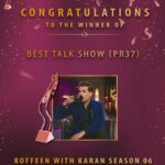 Karan Johar Instagram – Thank you @asiantvawards for the #BestTalkShow award. It truly is an honour for the entire #KoffeeWithKaran team! We’re proud to be the best brew on the menu! 😋 @starworldindia @solproductions_ @fazila_sol @kamnamenezes