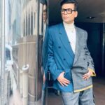 Karan Johar Instagram - Press for #ghoststories in NYC! Styled by @nikitajaisinghani 📷 @len5bm @netflix_in wearing a suit by @off____white