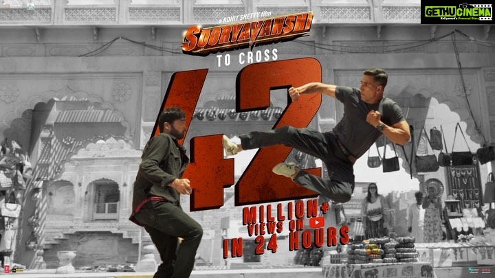 Katrina Kaif Instagram - Aa Rahi hai Police! 42 million views in 24 hours...ππΌ#SooryavanshiTrailer π @akshaykumar @ajaydevgn @ranveersingh @itsrohitshetty @karanjohar @sarkarshibasish @apoorva1972 @reliance.entertainment @rohitshettypicturez @dharmamovies #CapeOfGoodFilms @pvrpictures @tseries.official @sooryavanshi2403