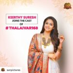 Keerthy Suresh Instagram - Extremely happy to announce this magical milestone in my journey. From being awe struck of @rajinikanth sir to sharing screen space with him will be my most cherished memory in my life. Thank you #DirectorSiva sir, it is a pleasure to work with you once again @sunpictures 😊🙏🏻 #Thalaivar168 @immancomposer