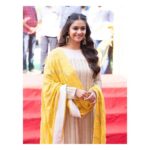 Keerthy Suresh Instagram - At the pooja of my next in Telugu with Producer @smkoneru and debut Director #Narendranath Rest of the cast and crew yet to be announced. Can’t wait to start 👊 #excited #womancentric Outfit - @rriso.online @storeanonym Jewellery - @suhanipittie M&H- @moovendhar_makeup, @hairbyrajabali PC: @artem.enterprise Styled by : @shilpageethastyles #SGStyles