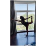 Keerthy Suresh Instagram - The art of balance. 😇 4 different asanas and a million thoughts shut for a few moments on a single leg. Practicing and progressing balance of a sensitive soul and a warrior spirit. It’s not always just Monday motivation, sometimes it’s Tuesday 🤷‍♀️ #TuesdayMotivation #YogaLover #YogaDay