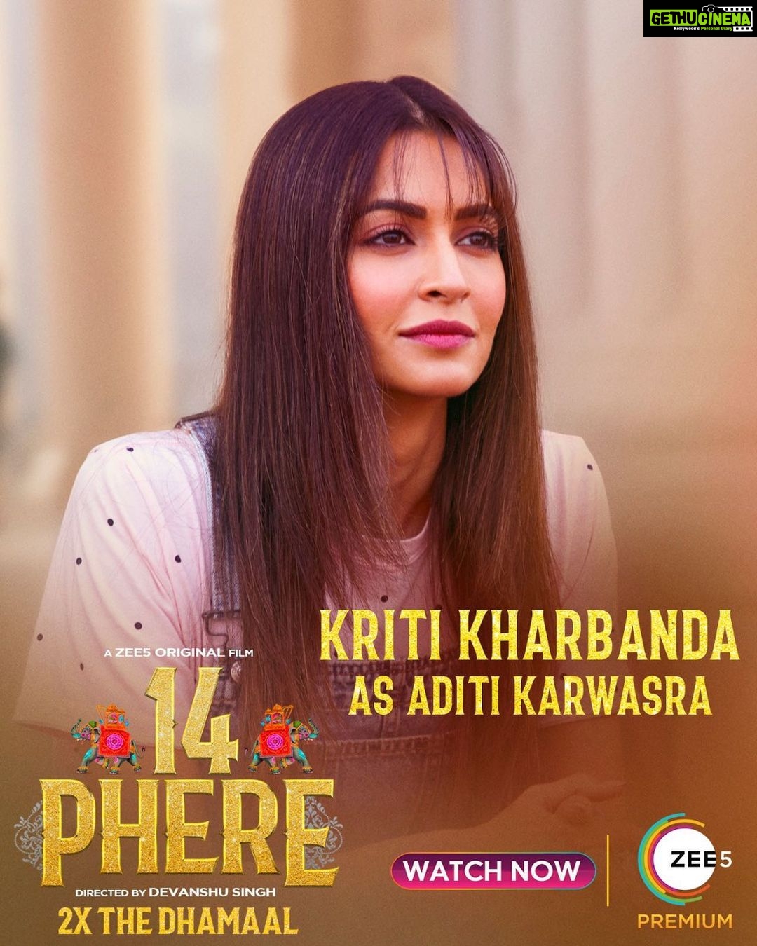 Kriti Kharbanda Instagram - Jitni suhaani utni hi sharaarati hai yeh. Miliye #14Phere lene waali modern dulhaniya, Aditi Karwasra se! Streaming now, on #ZEE5. #2xDrama2xDhamaal #linkinbio