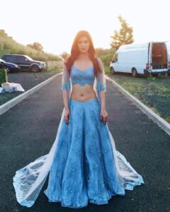 Kriti Sanon Instagram - Throwback to this stunning outfit styled by @anaitashroffadajania 💙💙 I felt like this 🦋!! #Raabta #iceblue #throwback