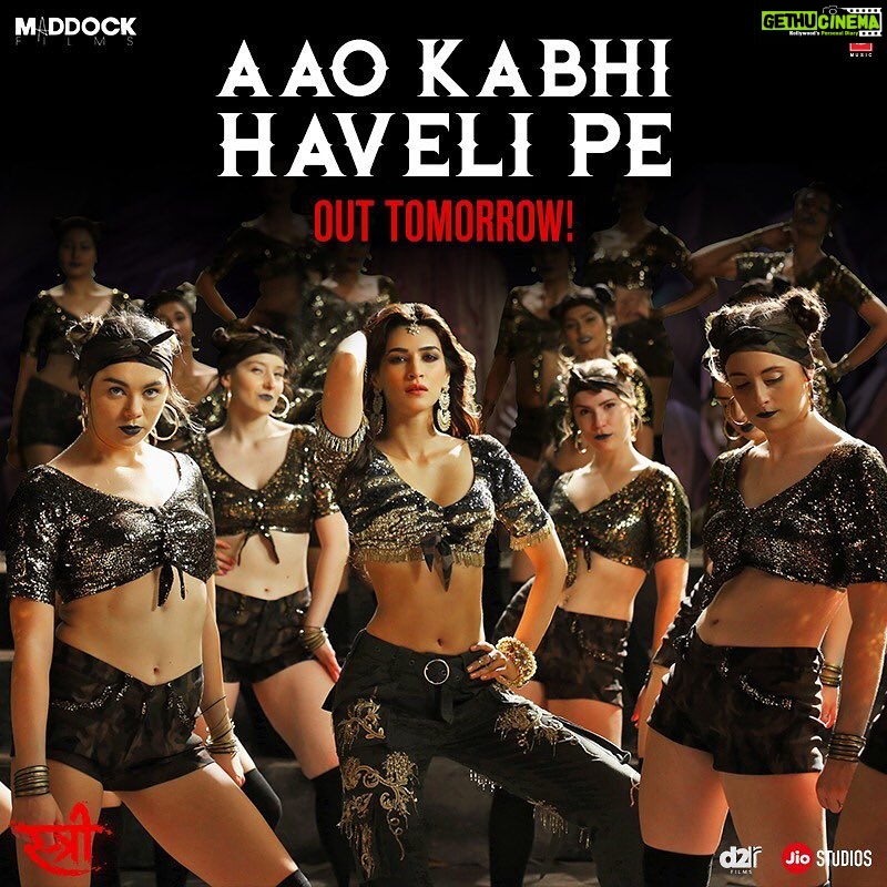 Kriti Sanon Instagram - #AaoKabhiHaveliPe kyunki idhar naach, gaana, glamour - sab milega π Song out tomorrow. @Rajkummar_Rao @ShraddhaKapoor #DineshVijan @amarkaushik @badboyshah @nikhitagandhiofficial @soulfulsachin @jigarsaraiya @maddockfilms #D2RFilms @krishna.dk @rajanddk @officialjiocinema @tseries.official