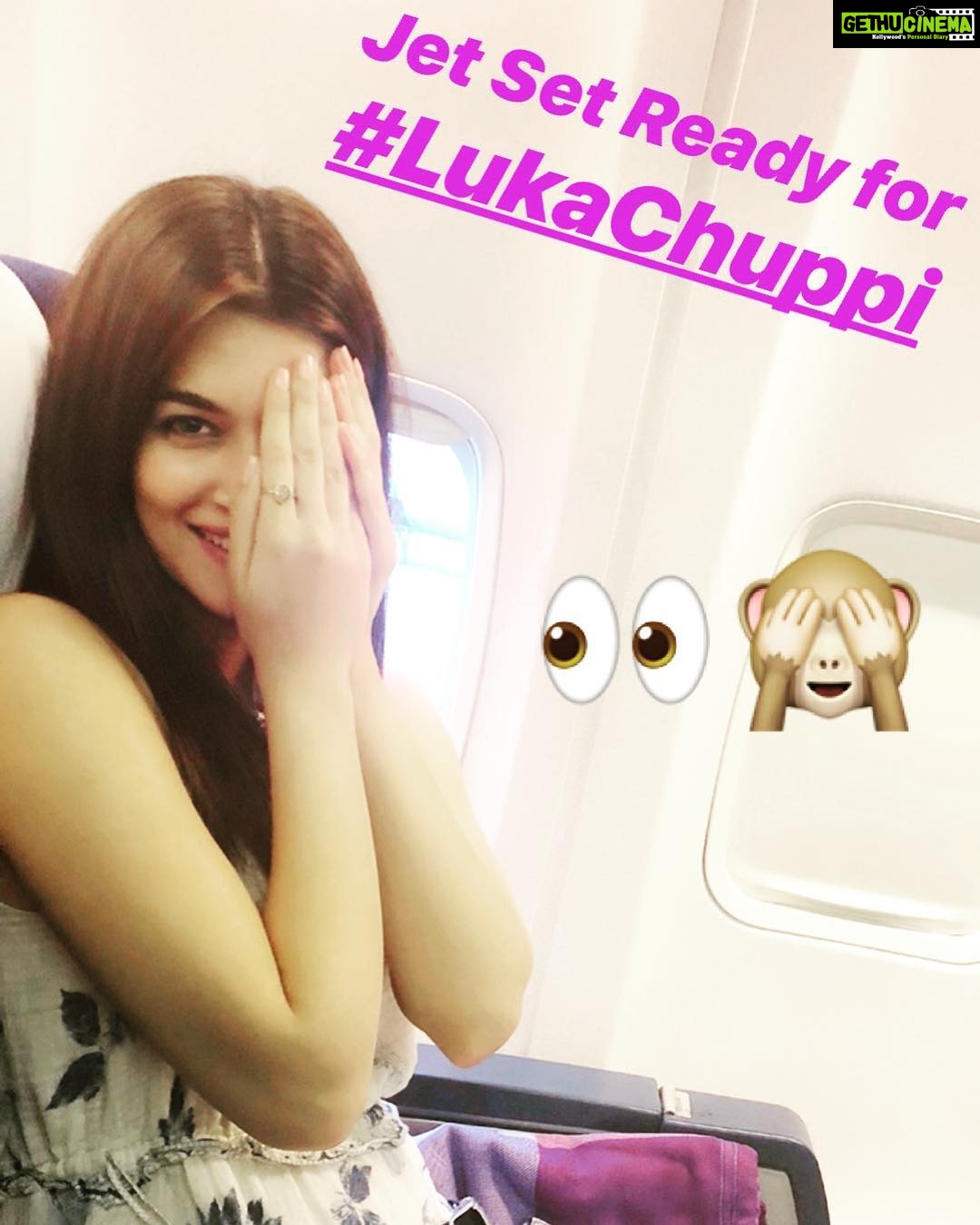 Kriti Sanon Instagram - Jet Set Ready for #LukaChuppi 👀🙈 @maddockfilms