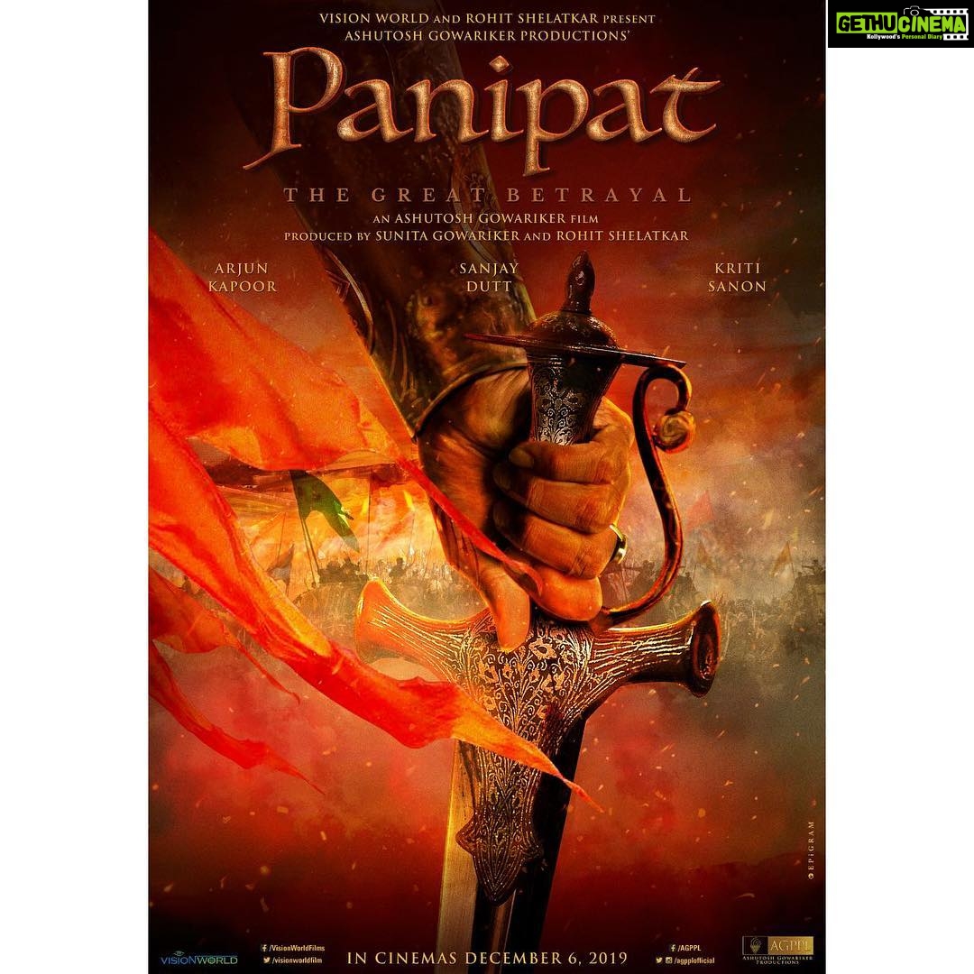 Kriti Sanon Instagram - Proud to be a part of the recounting of bravery, passion and patriotism in the Third Battle of #Panipat. Here’s the first Teaser Poster. @agpplofficial #sunitagowariker @AshGowariker @visionworldfilm #rohitshelatkar @arjunkapoor @duttsanjay #PanipatTeaserPoster