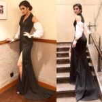 Kriti Sanon Instagram - Monochromatic last night in Delhi in this stunning @nikhilthampi outfit 🖤 styled by @sukritigrover , makeup by @adrianjacobsofficial and hair by @aasifahmedofficial 💃🏻
