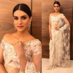 Kriti Sanon Instagram – Today feeling gorgeous in  @manishmalhotra05 Saree💞💜 Make Up @13kavitadas Hair @aasifahmedofficial Styled by @sukritigrover Assisted by  @anushka_09