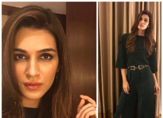 Kriti Sanon Instagram - Last evening in Ahmedabad in this forest green outfit by @lolabysumanb 💚💚 Styled by @sukritigrover Makeup by @adrianjacobsofficial Hair by @aasifahmedofficial Chaos management: @ayeshoe 😂