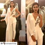 Kriti Sanon Instagram – Congrats Sonaaaa!!! For another milestone.. a new store in Delhi! Woohhoooo! ❤️🤗😘 @sonaakshiraaj 
#Repost @sonaakshiraaj with @repostapp
・・・
Defining the word #SLAY quite literally is @kritisanon in our ivory draped jumpsuit for our Delhi store launch! #SonaakshiRaaj #NowInDelhi 💃🏻 HMU- @adrianjacobsofficial & @aasifahmedofficial  #JawDropGorgeous #MyStunner #KritiSanon ❤️