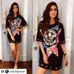 Kriti Sanon Instagram - Rock chic😎 #Repost @sukritigrover with @repostapp ・・・ @kritisanon 💥💥💥 slaying in @_purple_paisley_ t- Shirt Dress @dhora_india arm accessories for a restaurant opening tonight ! Styled by @sukritigrover @style.cell Hair @aasifahmedofficial Make Up @jacobsadrian #sukritigroverforstylecell #stylecell #kritisanonworld