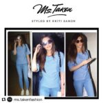 Kriti Sanon Instagram - Happy being Ms.Taken! 😜💃🏻 #Repost @ms.takenfashion with @repostapp ・・・ @kritisanon spotted sporting this lovely powder blue sleeved top. Get yours for ₹1,199 on @myntra and @shoppers_stop.