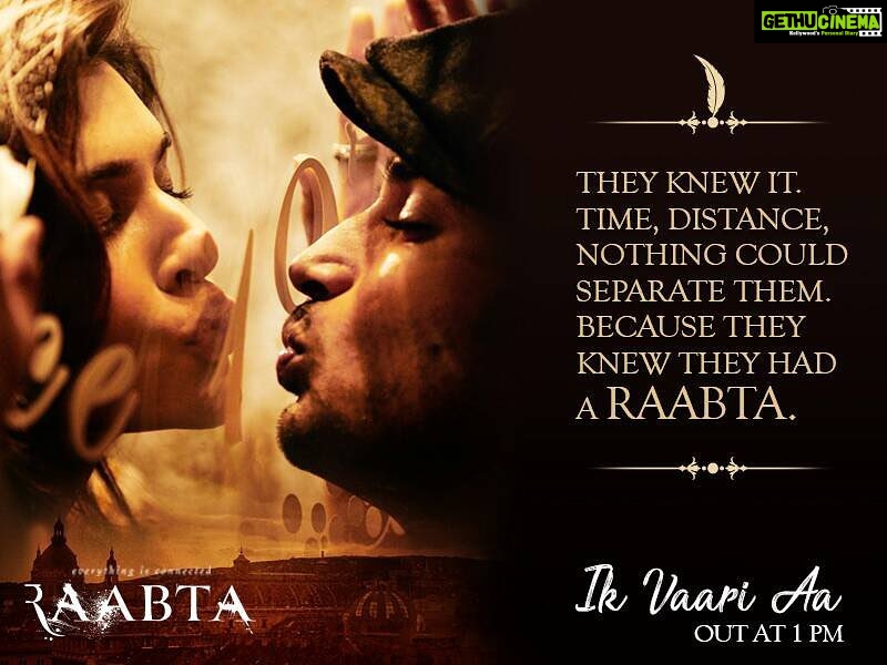Kriti Sanon Instagram - #IkVaariAa song out in 1hr!! ❤️❤️😁 #Raabta @sushantsinghrajput @raabtaofficial