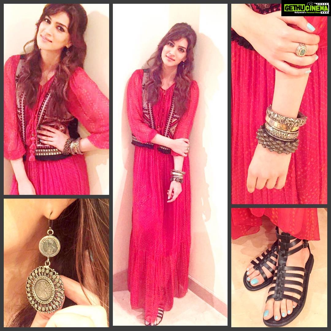 Kriti Sanon Instagram - Yesterday at Gionee S6S launch Boho Chic in dress @labelritukumar jewellery @Aquamarine gladiators @tresmode styled by @rhiakapoor Hair by @aasifahmedofficial makeup @jacobsadrian