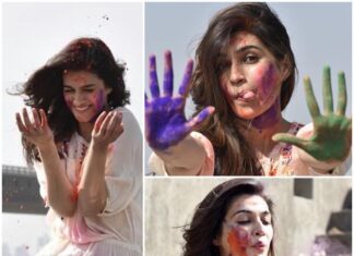 Kriti Sanon Instagram - Happppyy Holi everyone!!! Have a fun safe and colorful Dry holi this time.. Save water! #HoliHai