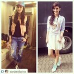 Kriti Sanon Instagram – #Repost @sanjanabatra with @repostapp.
・・・
@kritisanon for her new music video ‘Chal Wahan Jaate Hai’ Look 1: @koovsfashion bomber, @zara jeans, @Adidasoriginals & @forever21 bracelets  Look 2: @papadontpreachbyshubhika sweatshirt, @accessorizeindia bag & jewellery ,@bata.india sneakers #styling #stylefile #kritisanon