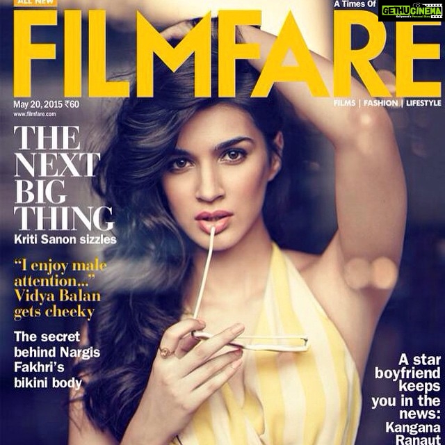 Kriti Sanon Instagram - My first ever filmfare cover!! Thank u @jiteshpillaai and ashwini.. Clicked by #AbhaySingh and styled by @sonaakshiraaj 💃😁