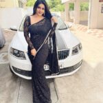 Leesha Instagram - 🖤 love u all #blackforever #blacksaree #leesha #leeshaeclairs #tamilactress #blogger #viralpost #instadaily #trening #warm