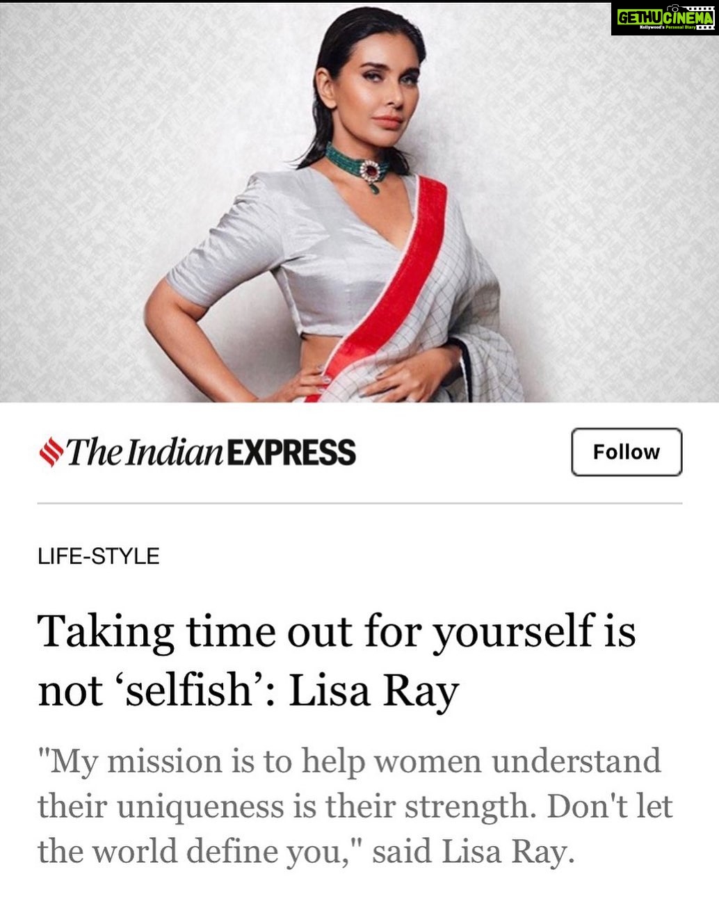 Lisa Ray Instagram - This headline resonates even more today, in our current scenario as India and most of the world is under lockdown, though this interview happened a week or two before the gravitas of the coronavirus hit India and the world outside of China, Hong Kong and Singapore where we now live 🙏🏼 Still stand by these words with a small addendum: ‘Taking time out for yourself is not selfish- especially when it means saving lives’