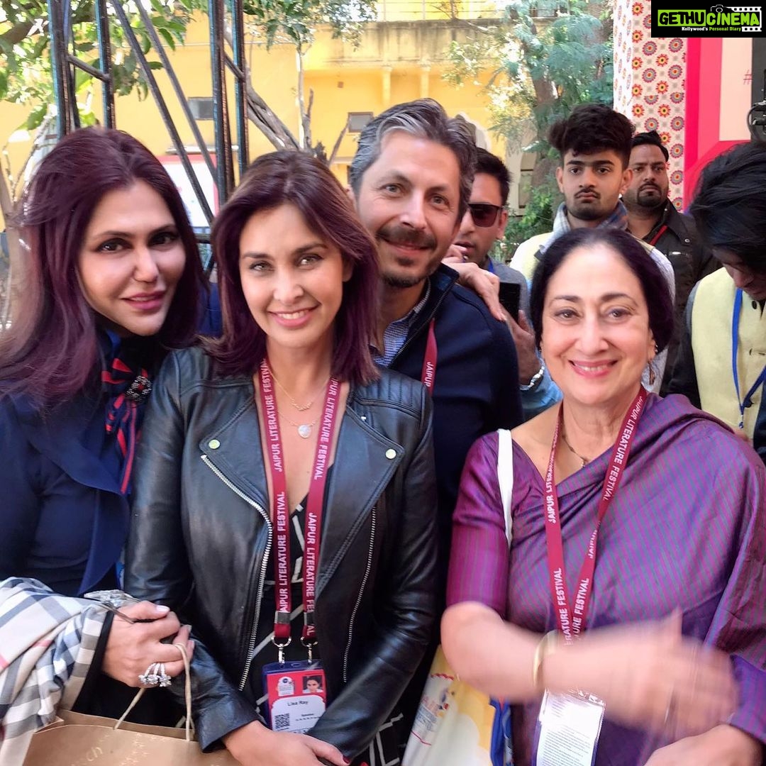 Lisa Ray Instagram - Pictured @jaipurlitfest with my dear friend @nishajamvwal, a deeply original spirit in a world that tries to codify behaviour and the extraordinary Sharon Lowen, celebrated Odissi/Manipuri dancer, writer and artist whose identity transcends many perceptions and borders. She also happens to be the mother of my friend @punjewbi Each of us wryly indefinable, stealthily uncontainable, status quo resistant and label-proof.