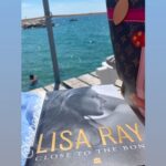 Lisa Ray Instagram - @closetothebone.book has been travelling and I love seeing the images. Here a reader-friend shares a picture of her companion on her travels through Europe. Some part of me is also there, staring at the line where the ocean meets the sky.