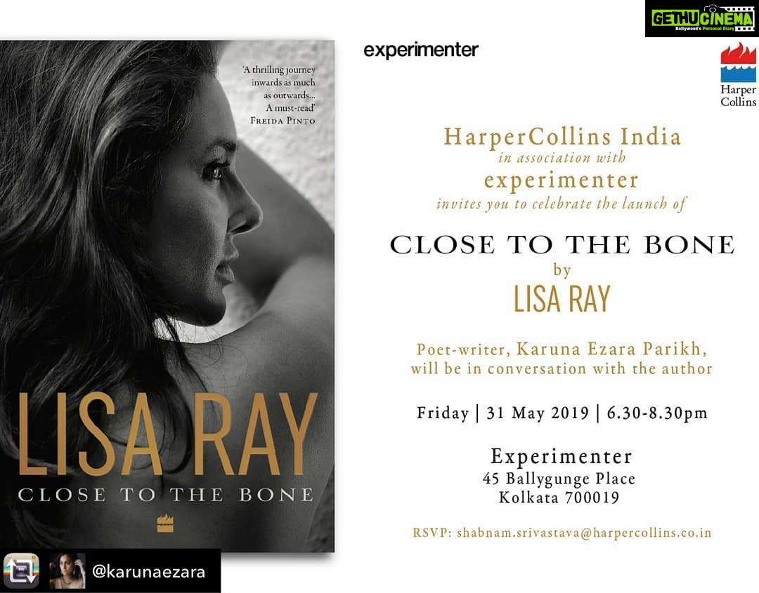 Lisa Ray Instagram - At the end of every pilgrimage is a resting place for the soul. Bringing @closetothebone.book home, to the city that has imprinted itself on me, courtesy my friends and India’s premier curators @experimenterkol and my publisher @harpercollinsin I am also looking forward to be in conversation with a fiery poet and soul @karunaezara So very looking forward to be in conversation with this fellow story-teller Repost from @karunaezara using @RepostRegramApp - When I was a young journalist at a fancy magazine, my editor told me the cover photo should always be one with eye contact. "Arrest the reader," she meant. When I saw Lisa's book, it was the first thing that struck me - she was breaking rules. And as I began to read, it made sense. I grew up knowing Lisa Ray as that light-eyed model the boys around me just couldn't get enough of, but a few years ago, quite by chance I stumbled upon an Instagram profile called @ProtestPoet. It claimed to be poems by the actress herself. I was astounded, because they were good. Like really, really good. They were angry, feminist as fuck, deep, calm, spiritual...I was intrigued. I was a fan. When I heard she had written a book, I actually pre-ordered, hungry for her words, and to hear her story in her voice (as opposed to the tabloids and over-eager journalists' over the years). Unbeknownst to me, around this time, Lisa too must have found me online. As things happen...here we are. I am so, so honoured to present @lisaraniray's incredible book, @CloseToTheBone.Book in Calcutta, her ancestral home. Tomorrow evening at 6:30pm at @Experimenter.Kol. See you there ❤️ . . . #closetothebone #lisaraniray #harpercollinsindia #experimenterkolkata