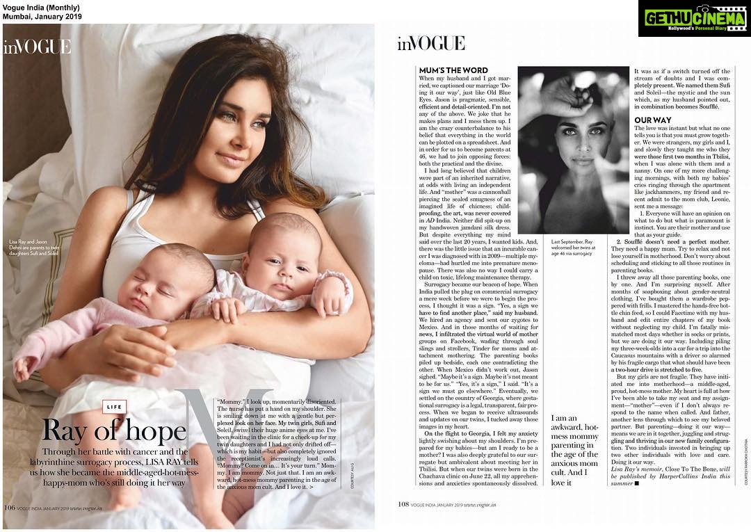 Lisa Ray Instagram - From my latest article in @vogueindia : Mommy. I am a mommy. Not just that. I am an awkward, hot-mess mommy parenting in the age of the anxious mom cult. And I love it....On one of my more challenging mornings, with both my babies’ cries ringing through the apartment like jackhammers, my friend and recent admit to the mom club, Leonie, sent me a message: 1. Everyone will have an opinion on what to do but what is paramount is instinct. You are their mother and use that as your guide 2. Soufflé doesn’t need a perfect mother. They need a happy mum. .............................................................................................................................................................. Thank you @vogueindia @harpercollinsin #ClosetotheBone