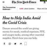 Lisa Ray Instagram – This is a helpful start for friends outside India.
Donate what you can. Find the full article @nytimes for the comprehensive list. 
Personally, I feel this is not the time for cynicism or politics. 
Humanity must always win 🙏🏼
Thanks @rashmivarma for sharing this resource