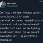 Lisa Ray Instagram – 🙏🏼 deep bows to our frontline workers. In India and everywhere. 
.
UPDATE: I’m very political but choose not to indulge my politics during a humanitarian crisis. This is a repost of a tweet by a DOCTOR in India. Please don’t post political views- even ones I am aligned with- here. The polarising discourse emerging from India is toxic and draining from both sides. Use your own platform to vent your anger and anguish. Let’s be clear, the current government has a frightening amount of failings. But this is not about that. This is solely dedicated to celebrating frontline workers in India. Yes, the administration has failed India, the negligence and lack of support for citizens is monstrous. There is a an indictment of the governance that led to this situation embedded in the words. If you can’t see it, we don’t see language as a subversive weapon in the same way 🙏🏼 my deepest condolences to everyone who has lost someone they love during these devastating times.
.
Via @shunalikhullarshroff1