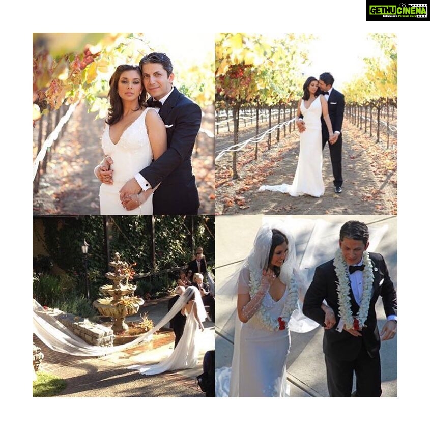 Lisa Ray Instagram - This time of year brings memories of an unforgettable moment marrying my soulmate, in an unforgettable gown by my dearest @wendellrodricks, couriered from Goa to Cali! Getting married was a veer into the surreal for myself. I was resistant and down right disdainful of marriage for many years. I perceived it as a silly convention and an institutionalized limit on my personal freedom. What a misconception on my part. Or maybe I found the partner who gave me wings instead of the cliched ball and chain π I do feel a sense of sadness reflecting on the recent natural disaster in #NapaValley which was the backdrop for both our engagement and getting officially hitched. Harvest Inn Napa Valley