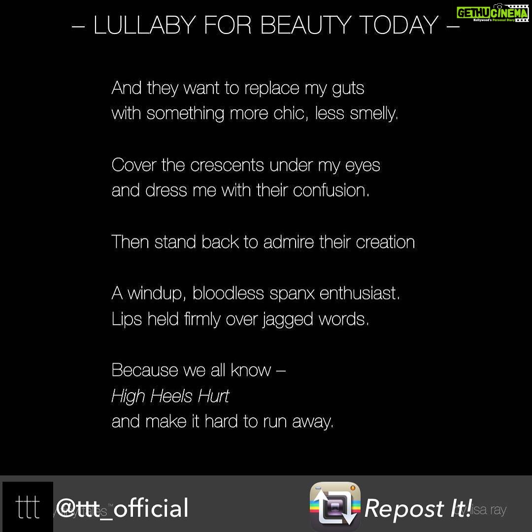 Lisa Ray Instagram - My Lullaby for Beauty Today makes an appearance on @ttt_official #TerriblyTinyTales brings together a diverse pool of writers to produce one bite sized story/poem/rant a day. Love their microfiction, honoured to make the cut. This is a very personal protest against the #BeautyIndustry. In their own insidious way they chip away at your self belief and replace it with the message: you are not good enough. #terriblytinytales #microfiction #wordporn