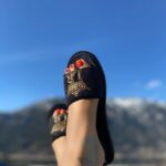 Lisa Ray Instagram - After weeks of very little sun, it feels weird to expose my toes to the sky. Well, I’m a tropical girl and not used to layering up after years in Asia. Also slipped into these decadent customised slippers by @domanishoes that conjure up luxury hotels and maybe a bit of Delhi? Either way, loving the entire heels to the sun, praise be, spring and sunnier (better) days are on the way vibe