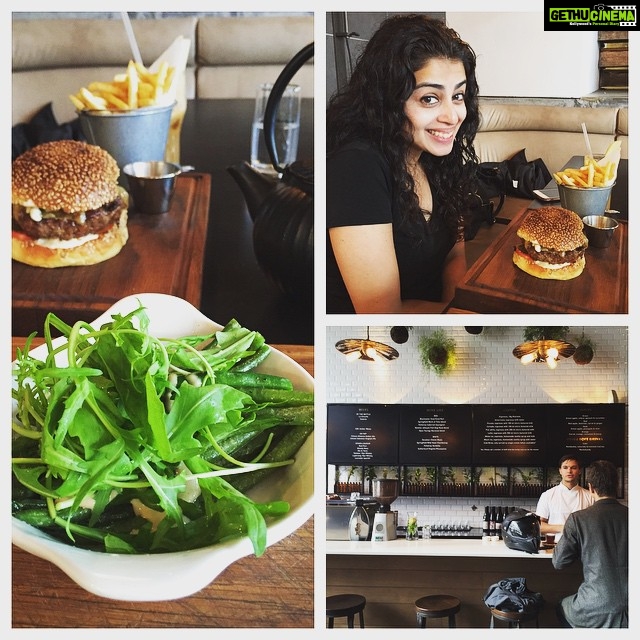 Lisa Ray Instagram - Then there's this face...what in the world is @bysarahkhan gloating about? She's chowing down on the burger and salted truffle fries at #LoadingBay, while its a long stretch across my greens to 'that' side of the table. Nabbed a few frites between our chatter. Must say...it's a great feeling to spend time with a fellow travel and food fanatic. Give @bysarahkhan a follow for her nuanced writing and wanderlust filled adventures. #Capetown